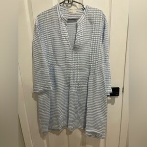 CP Shades blue and white linen dress pullover size medium